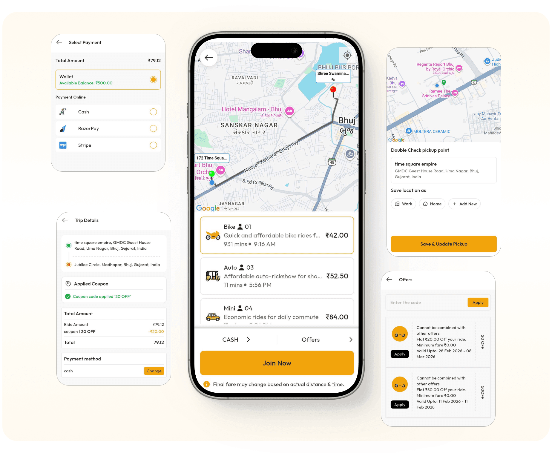 eTaxi Customer App features: Book a nearby ride