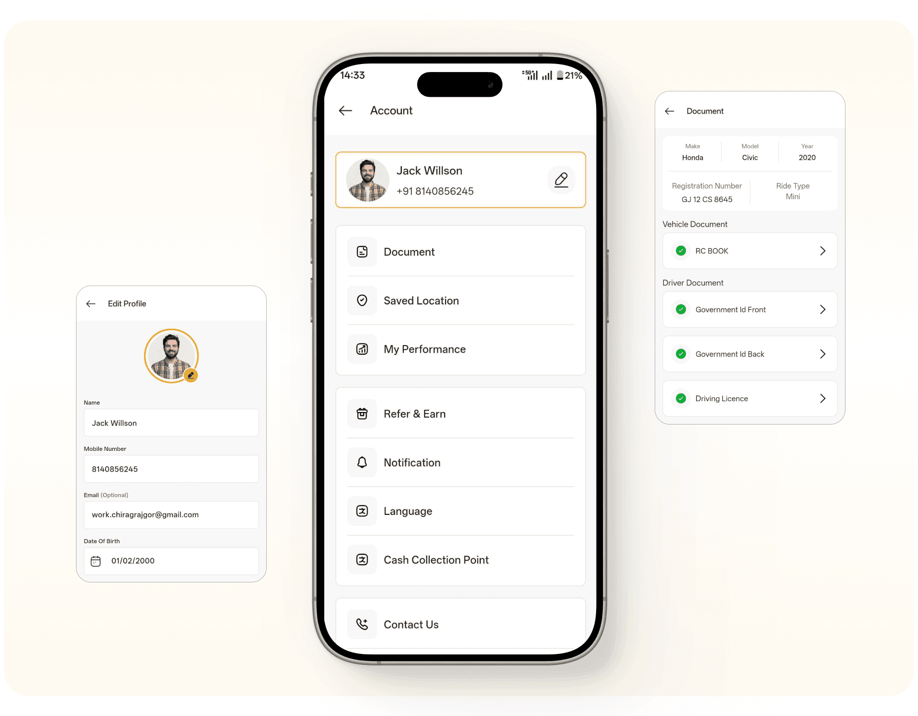 eTaxi Driver App features: Registration & documents